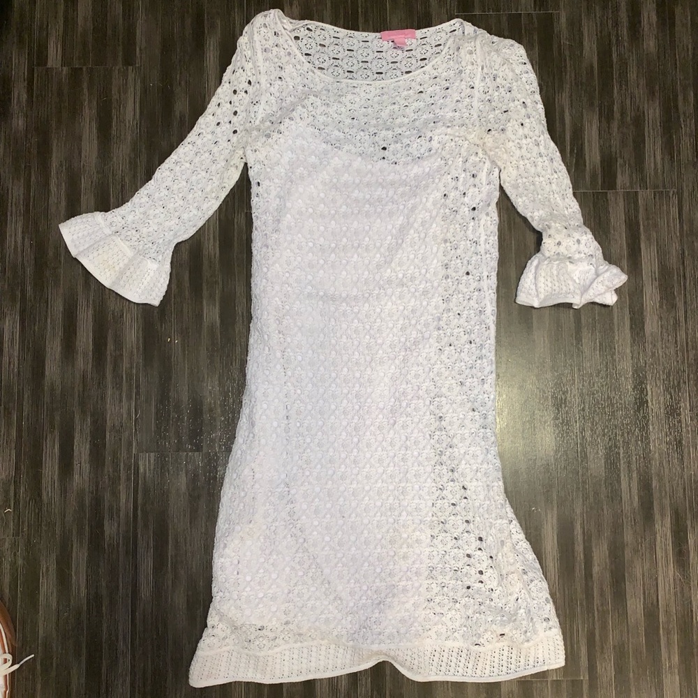 LILLY PULITZER WHITE LONG SLEEVE DRESS